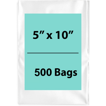 5X10 inches Clear Flat Poly Bags 1.25Mil Open Top (LDPE)